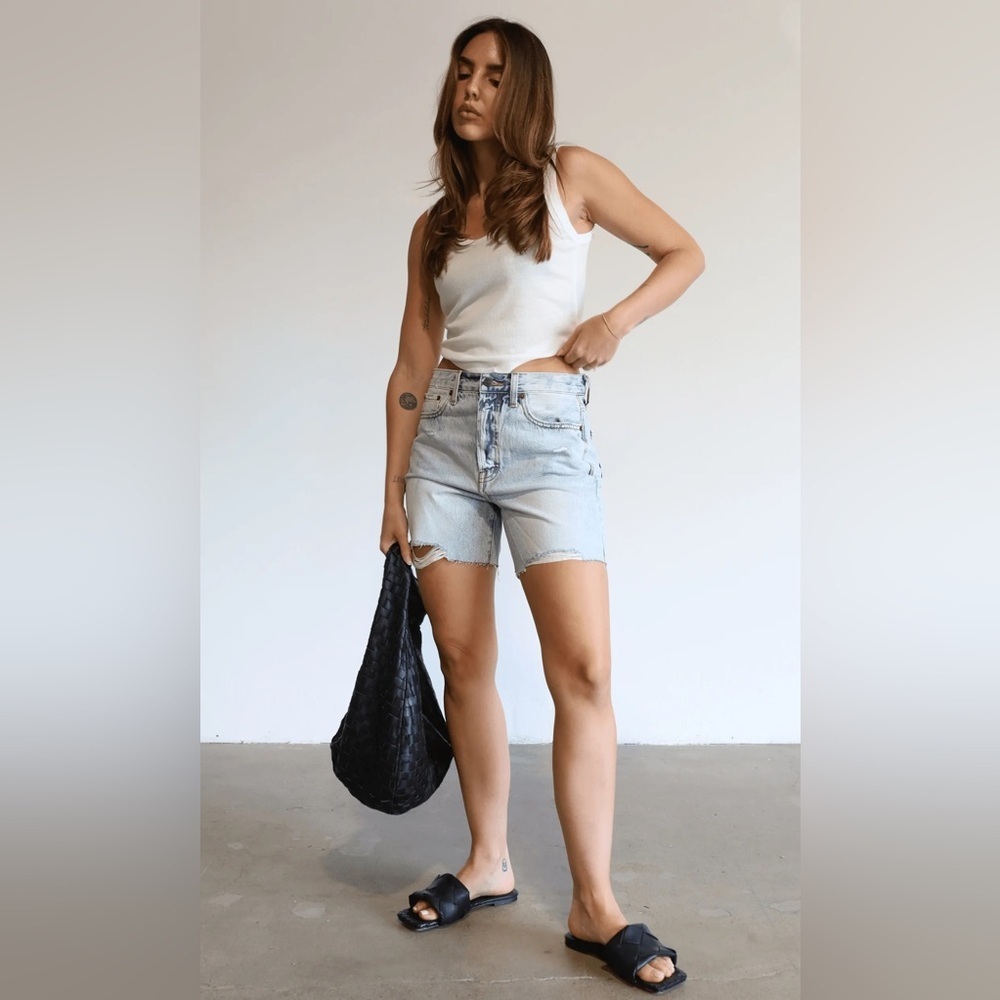 🆕 Pistola Devin High Rise Mom Cut Off‎ Short-St Tropes 100% cotton NWT SZ 27